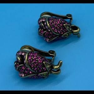 Heidi Daus pink Swarovski crystal clip earrings.